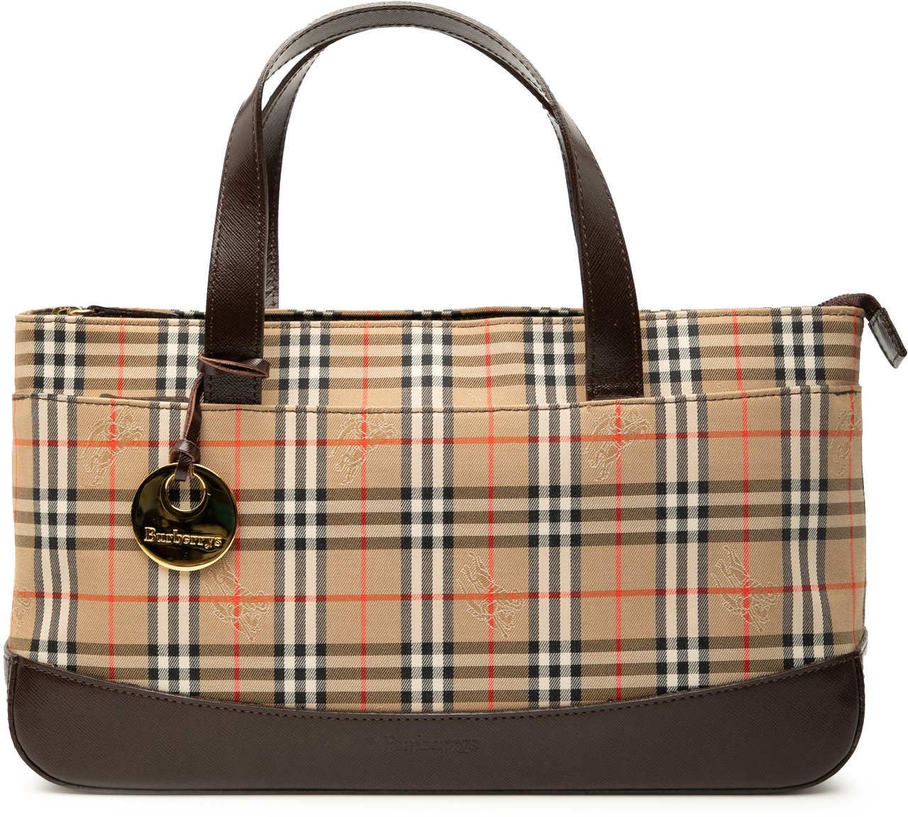 Burberry Haymarket Check Canvas Handbag Bruin