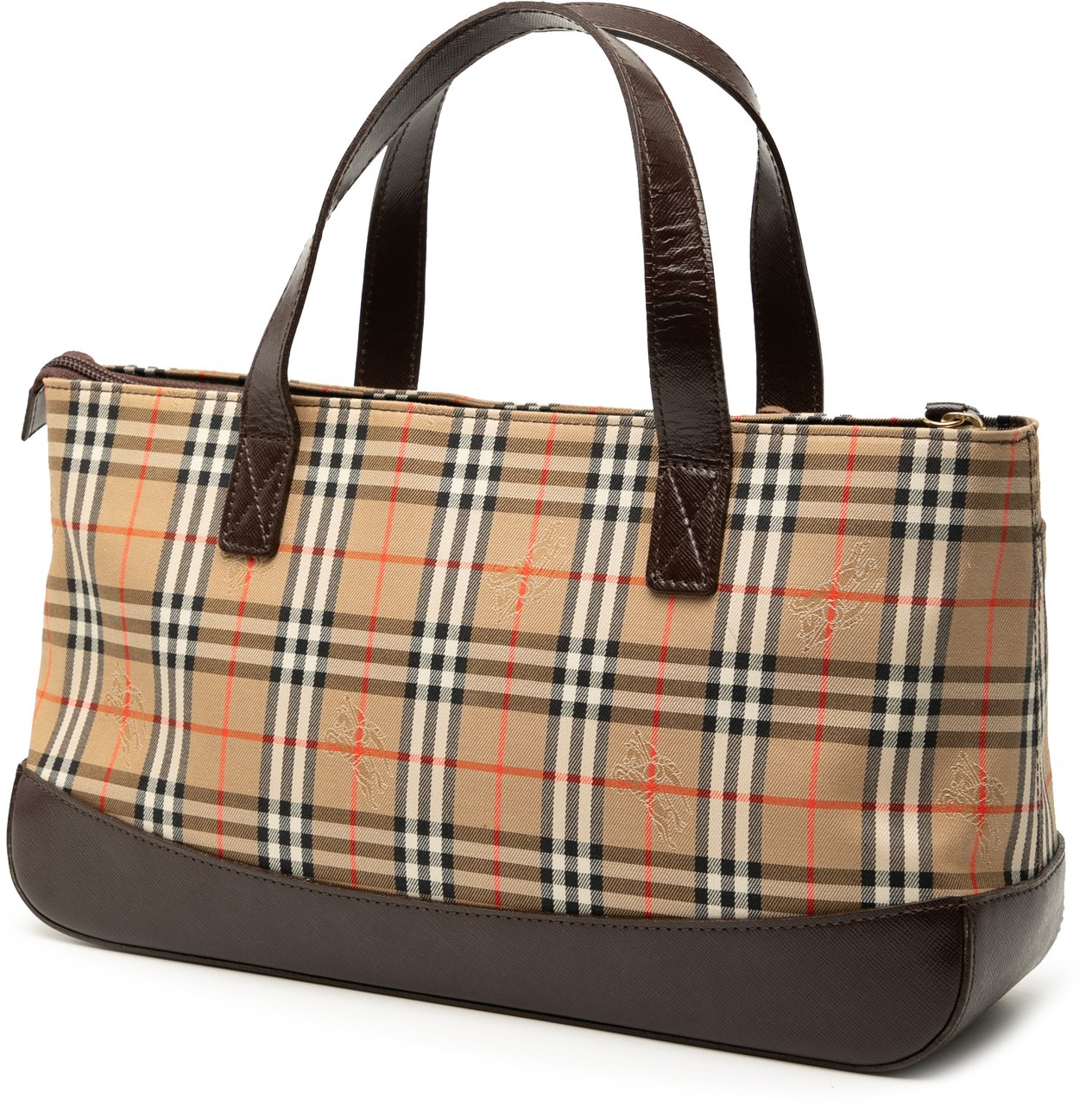 Burberry Haymarket Check Canvas Handbag Bruin
