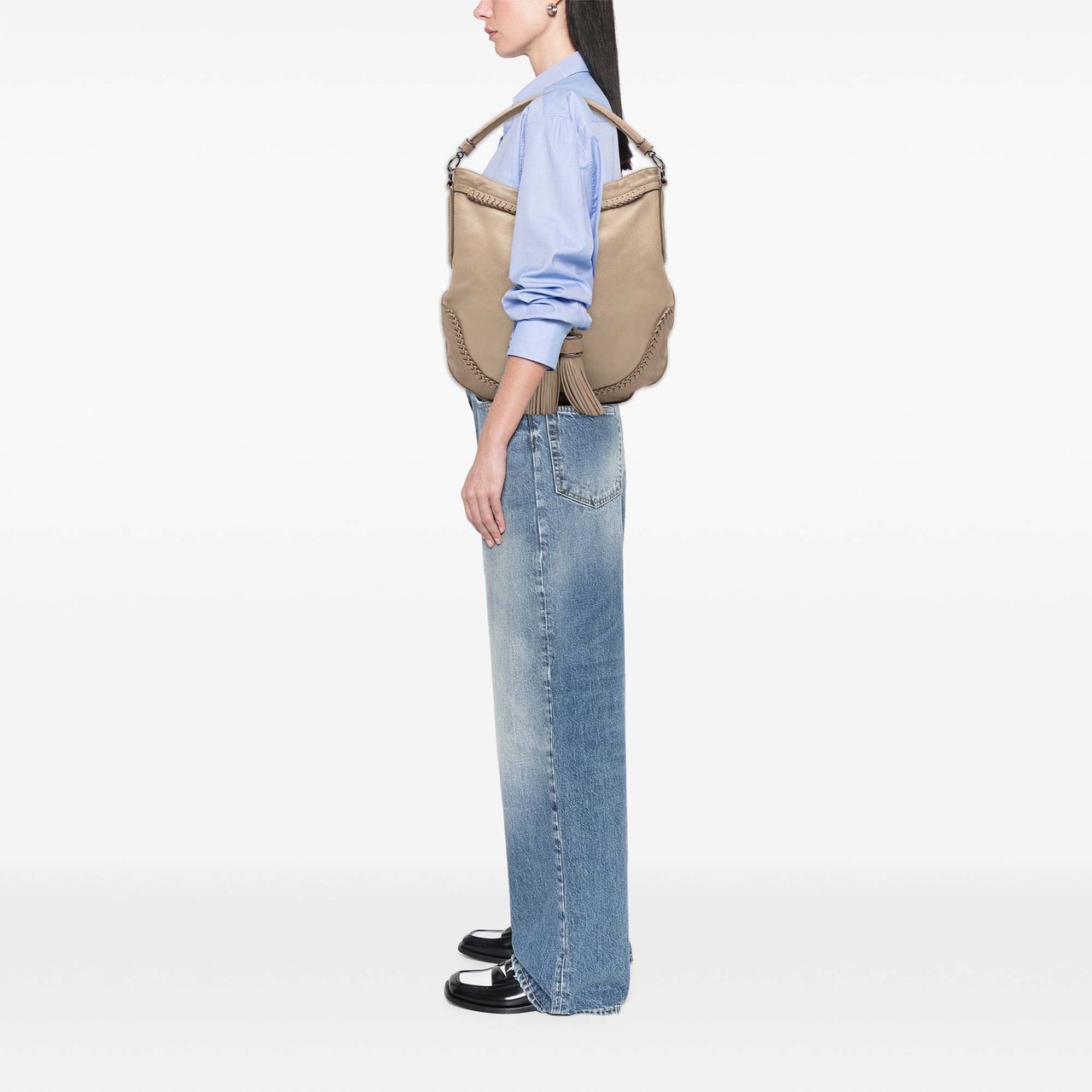 Burberry Leather Tassel Hobo Bag Bruin