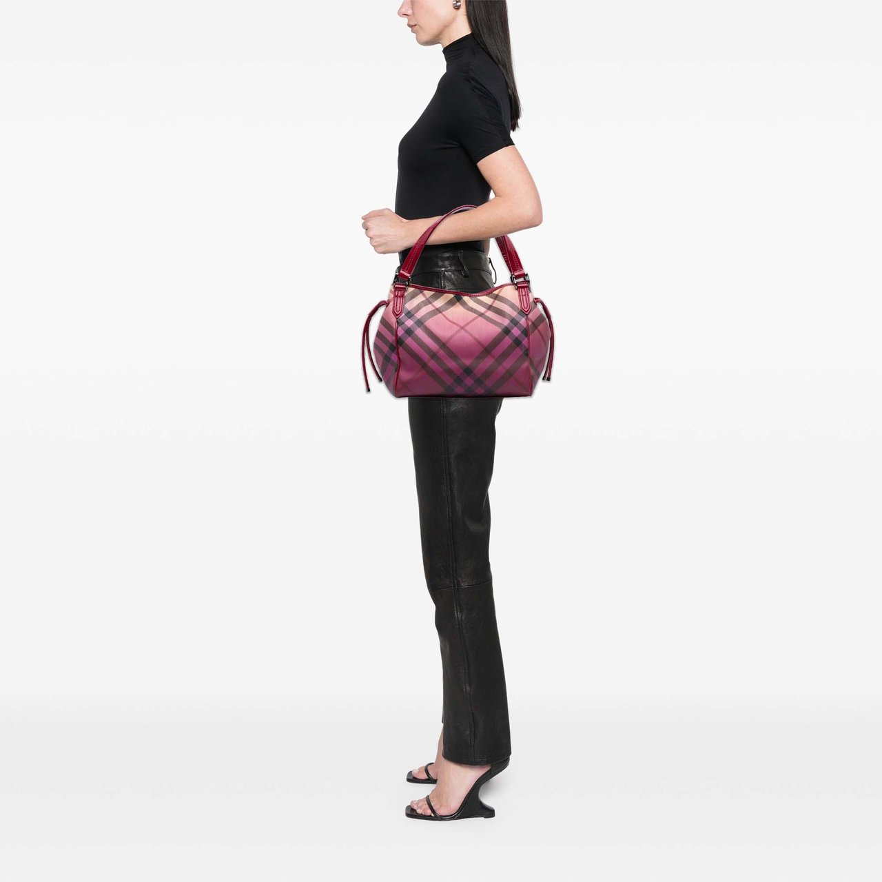 Burberry Supernova Check Coated Canvas Bilmore Tote Roze