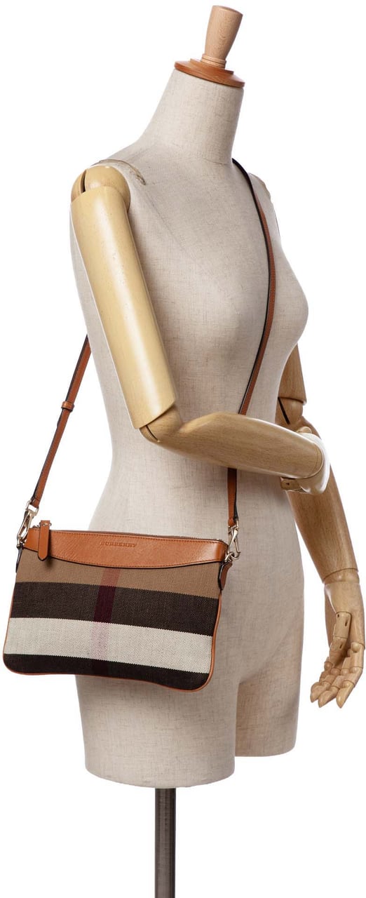Burberry Mega Check Canvas Peyton Crossbody Bruin