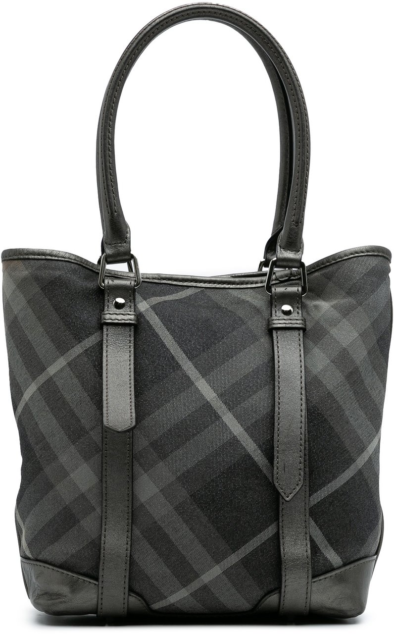 Burberry Shimmer Check Canvas Tote Grijs