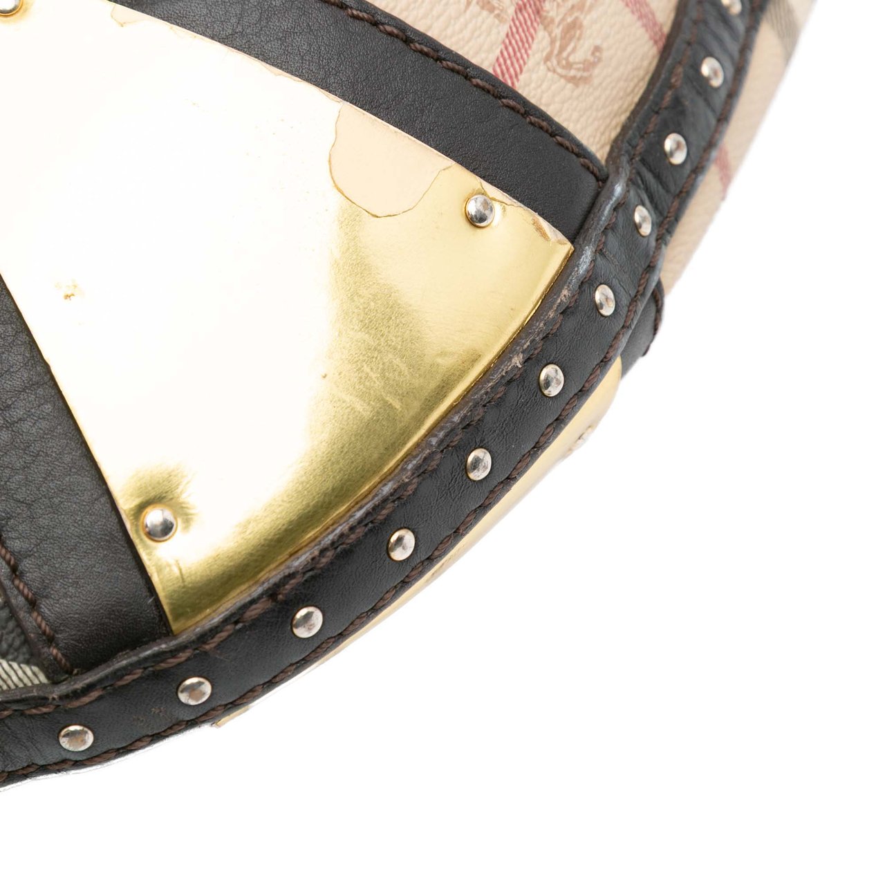 Burberry Haymarket Check Coated Canvas Hobo Bag Bruin