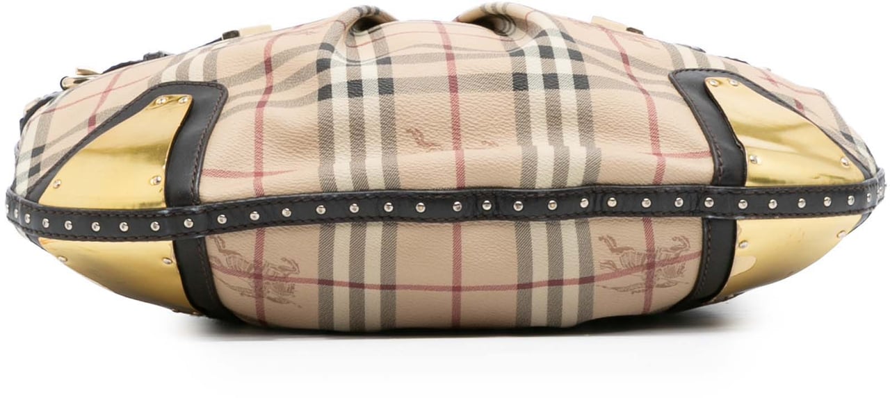 Burberry Haymarket Check Coated Canvas Hobo Bag Bruin