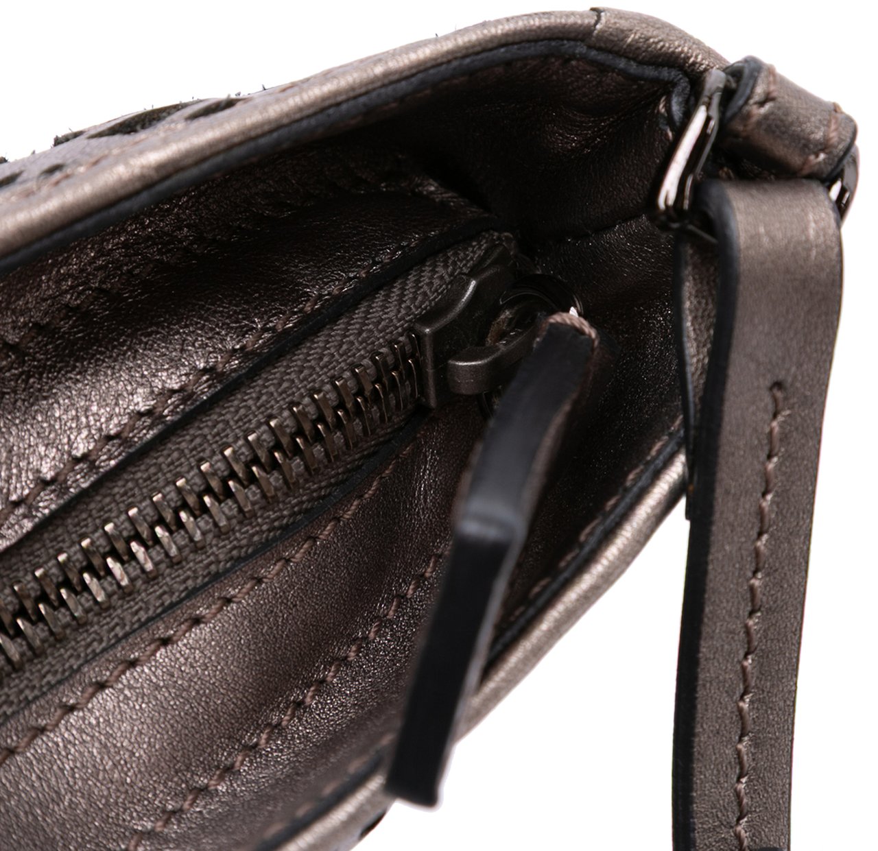 Burberry Nova Check Cutout Leather Accessory Pochette Zilver