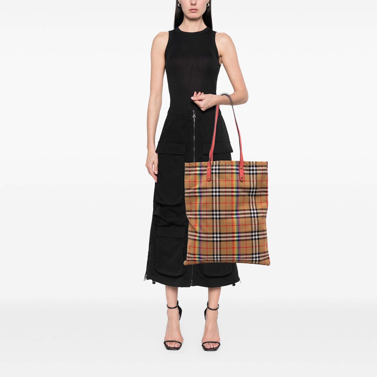 Burberry House Check Canvas Rainbow Tote Bruin