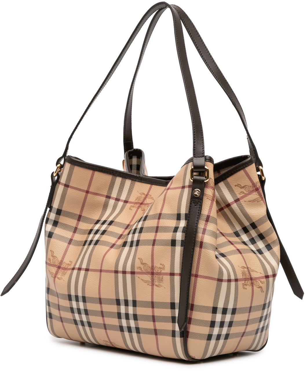 Burberry Small Haymarket Check Coated Canvas Canterbury Tote Bruin