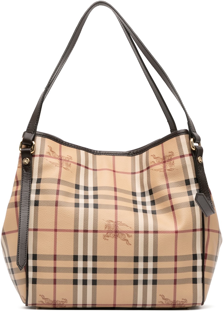 Burberry Small Haymarket Check Coated Canvas Canterbury Tote Bruin