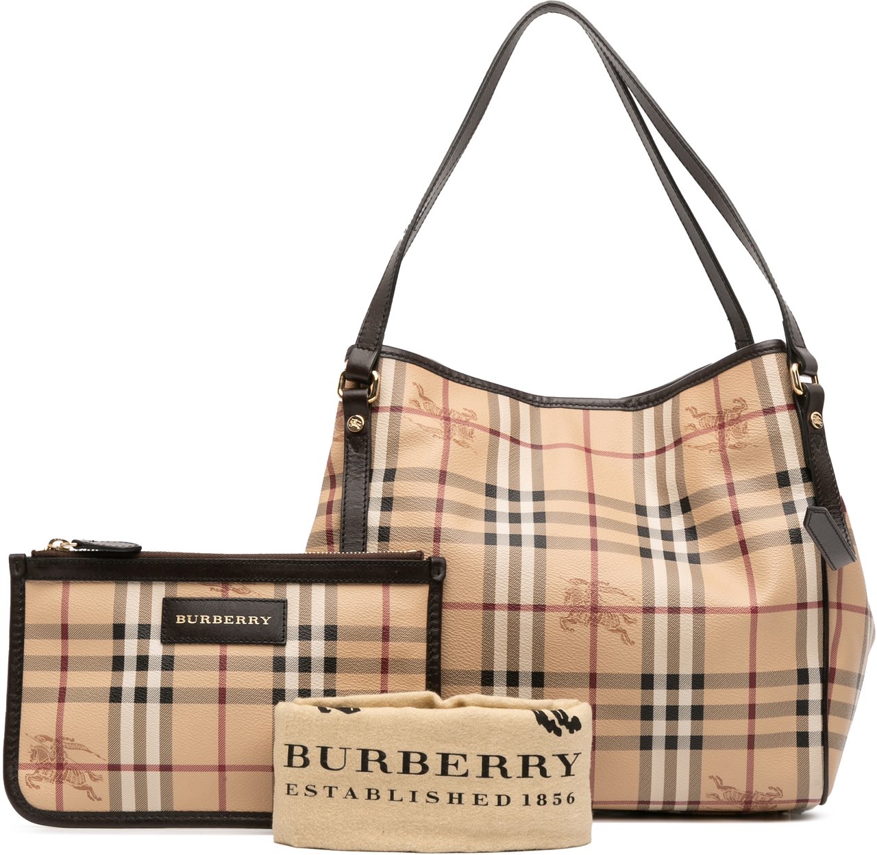 Burberry Small Haymarket Check Coated Canvas Canterbury Tote Bruin