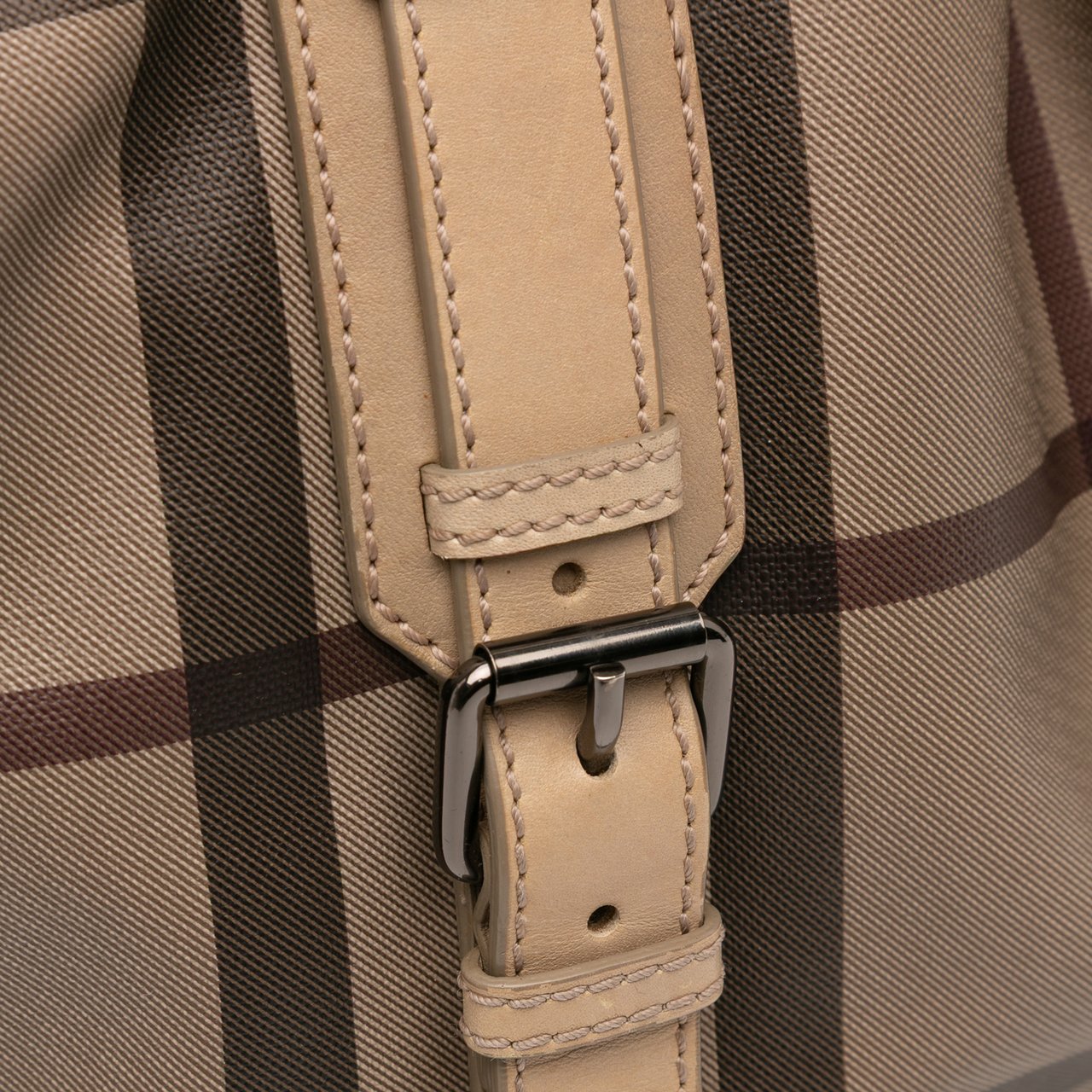 Burberry Smoke Check Coated Canvas Northfield Satchel Bruin