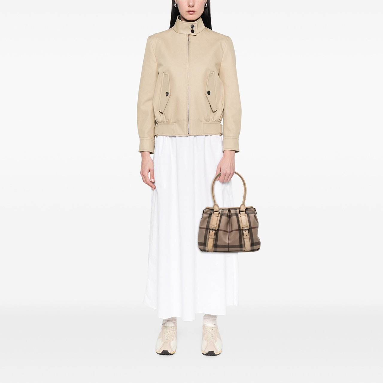 Burberry Small Smoke Check Coated Canvas Northfield Satchel Bruin