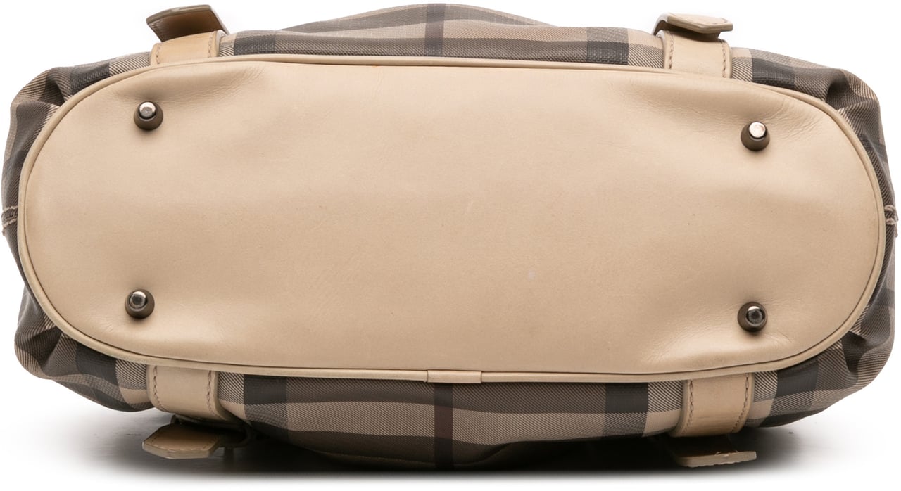 Burberry Small Smoke Check Coated Canvas Northfield Satchel Bruin