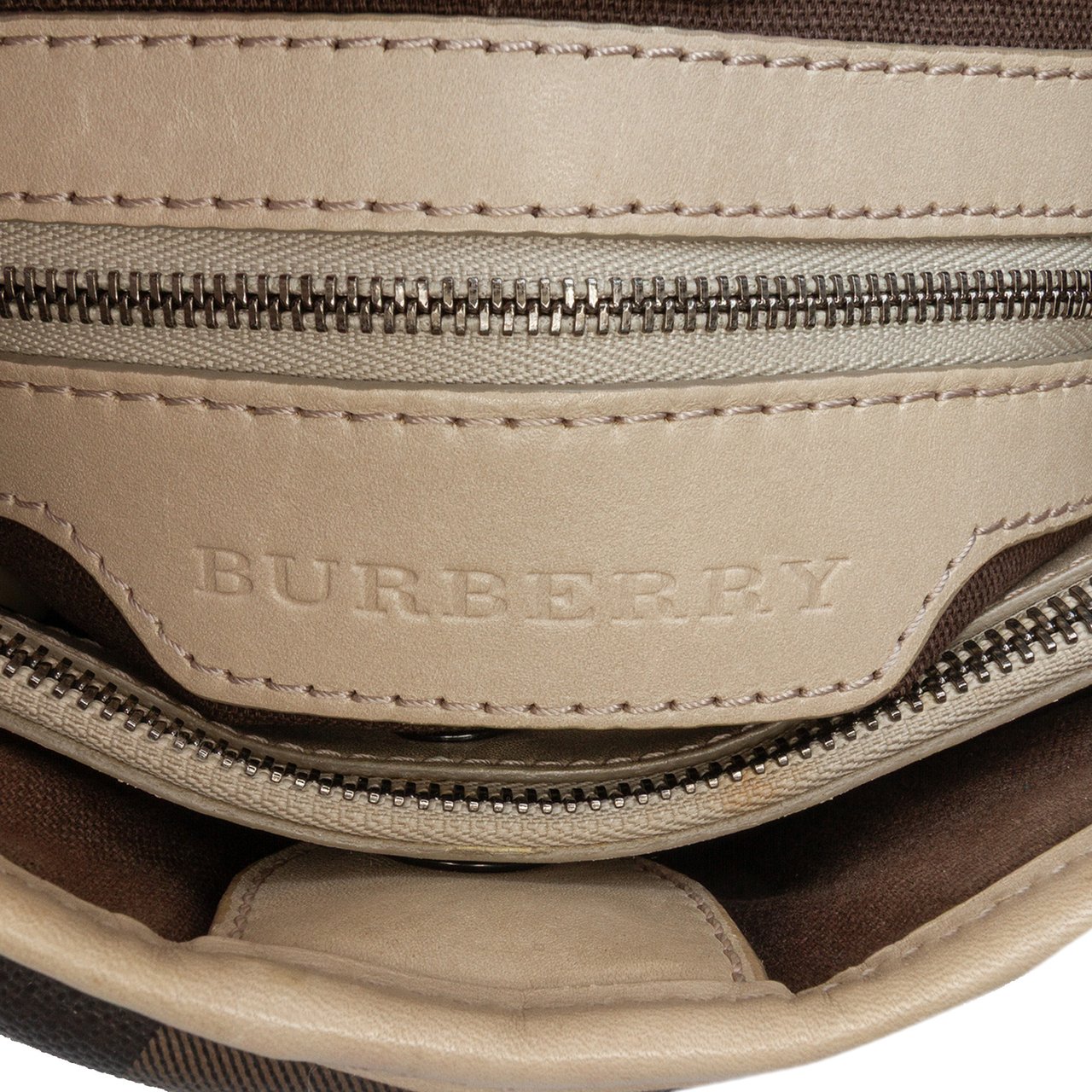 Burberry Smoke Check Coated Canvas Northfield Satchel Bruin