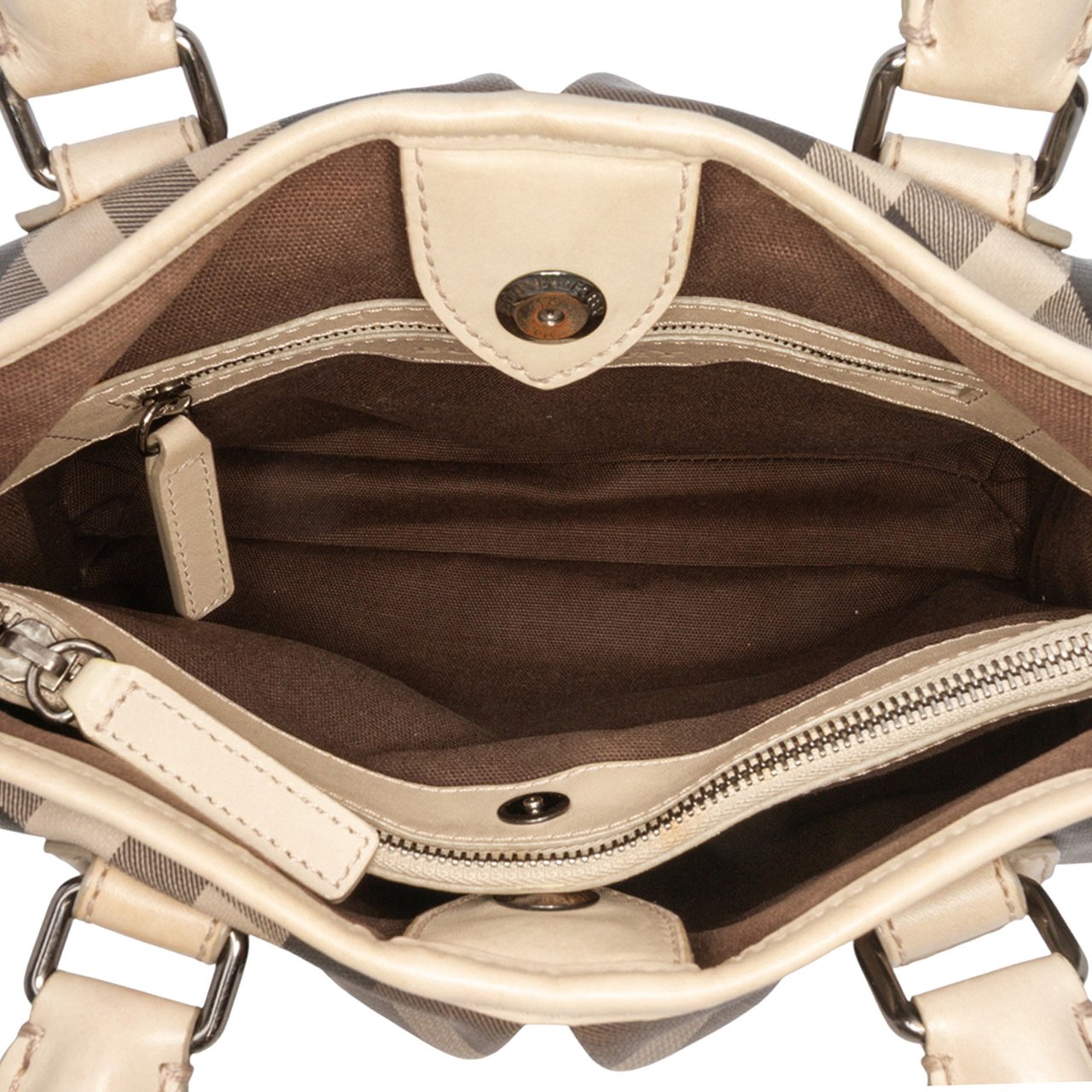 Burberry Smoke Check Coated Canvas Northfield Satchel Bruin