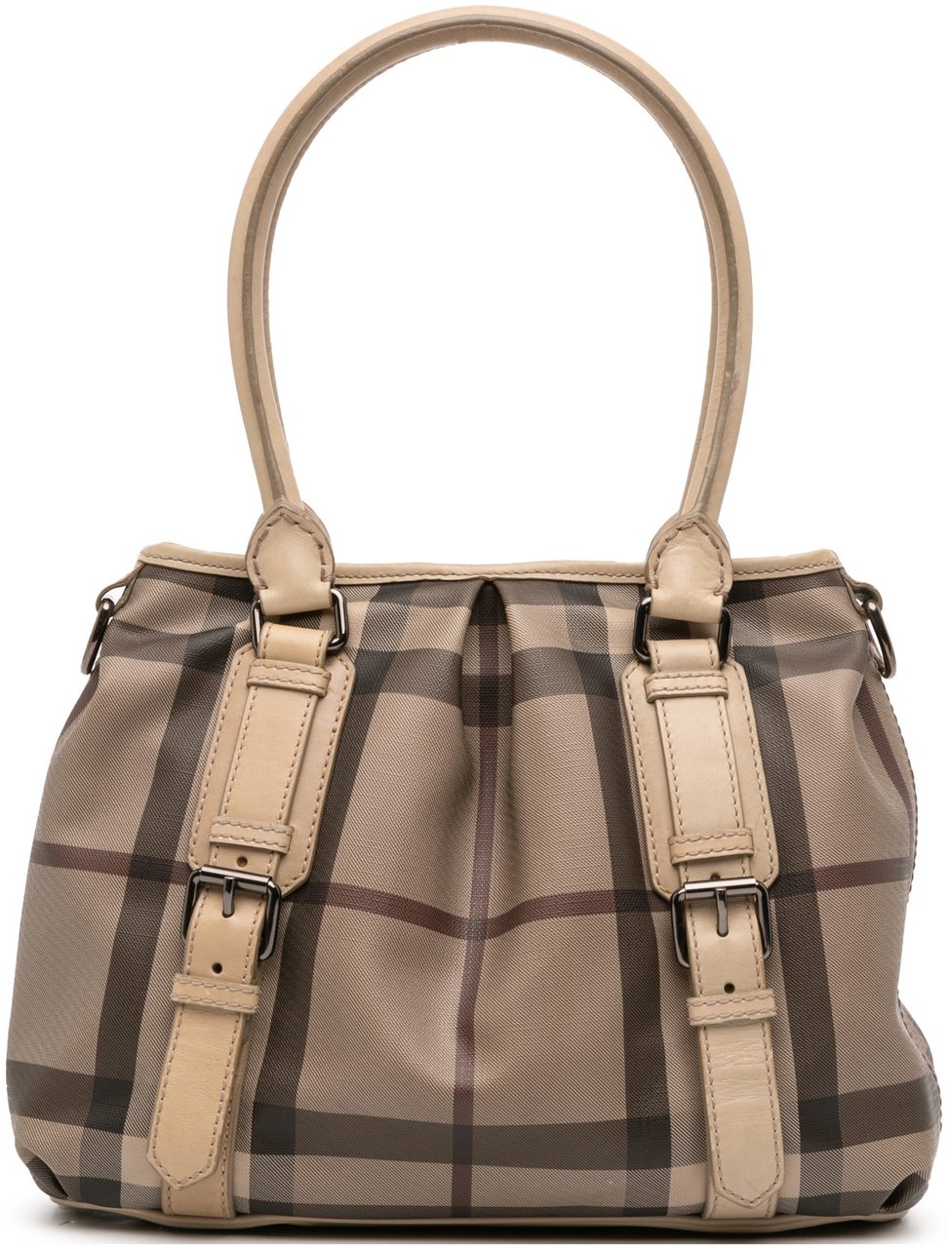 Burberry Smoke Check Coated Canvas Northfield Satchel Bruin