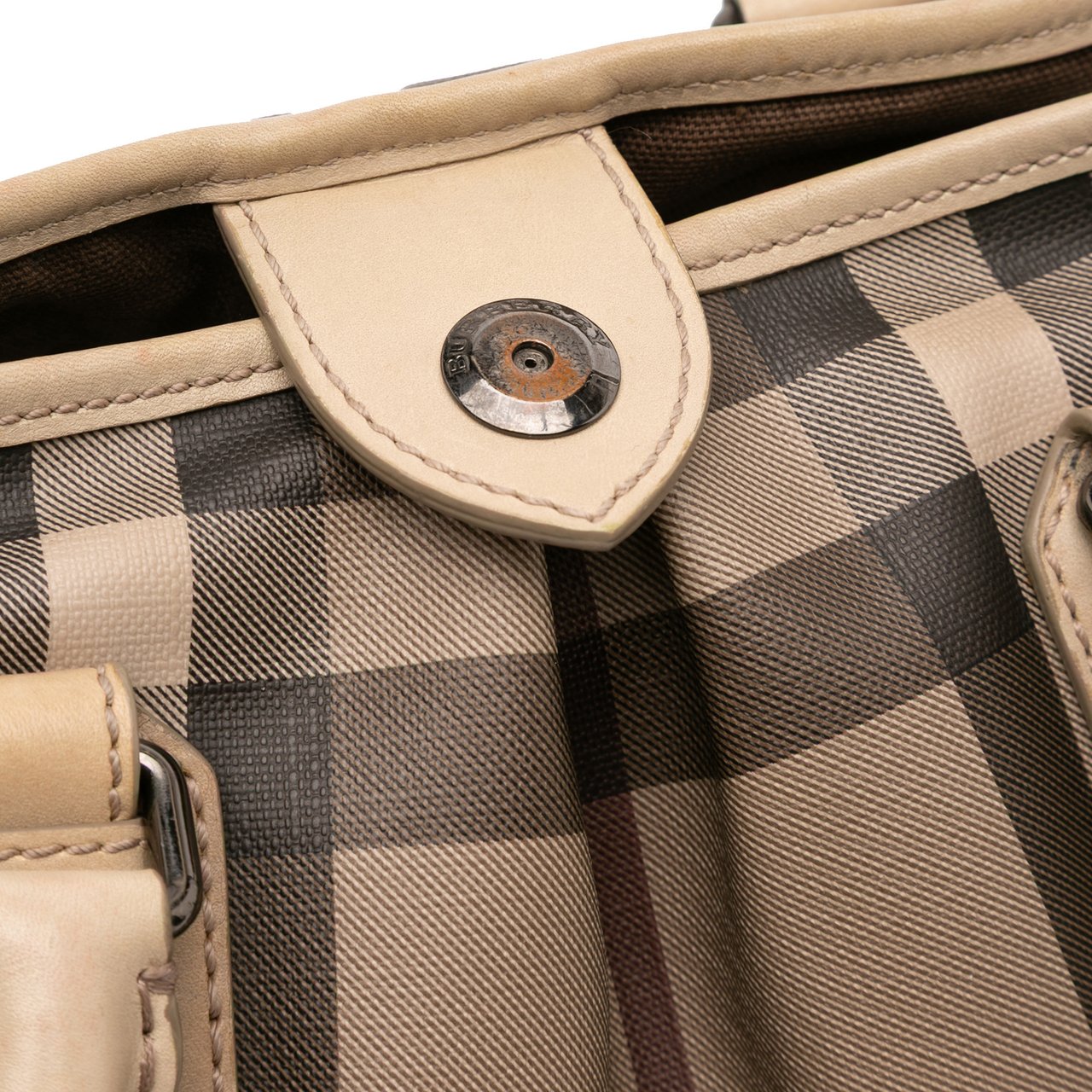 Burberry Smoke Check Coated Canvas Northfield Satchel Bruin