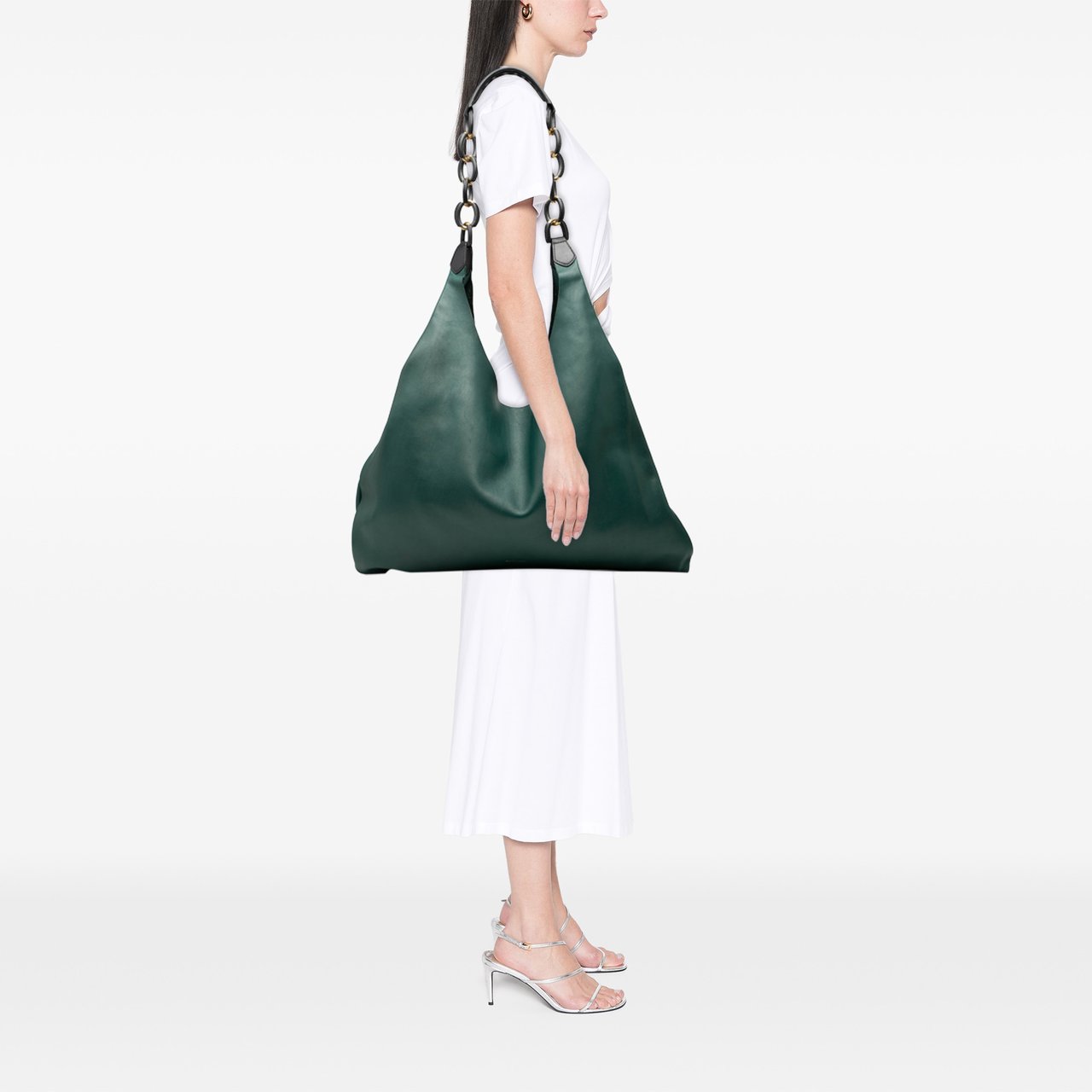 Burberry Soft Leather Wrapped Chain Shopper Hobo Groen