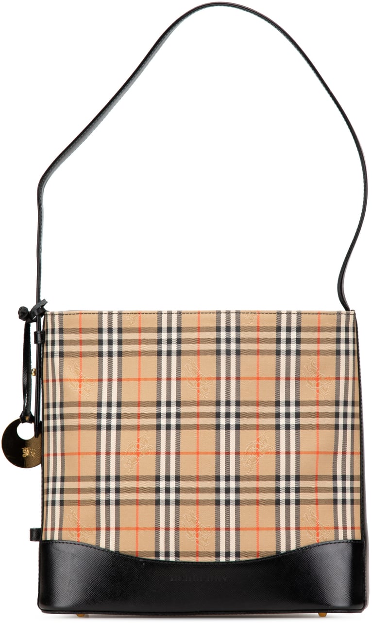 Burberry Haymarket Check Canvas Shoulder Bag Bruin