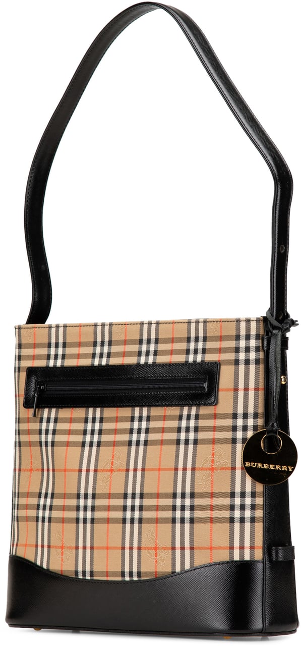 Burberry Haymarket Check Canvas Shoulder Bag Bruin