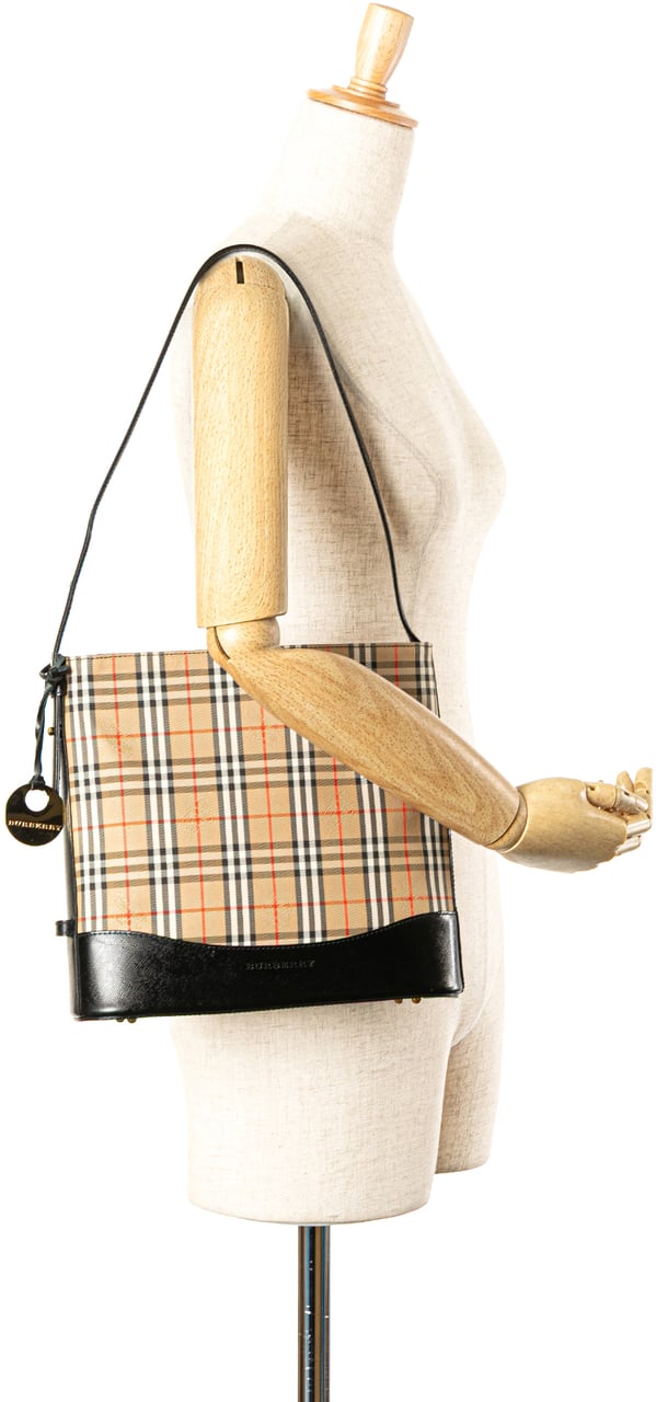 Burberry Haymarket Check Canvas Shoulder Bag Bruin