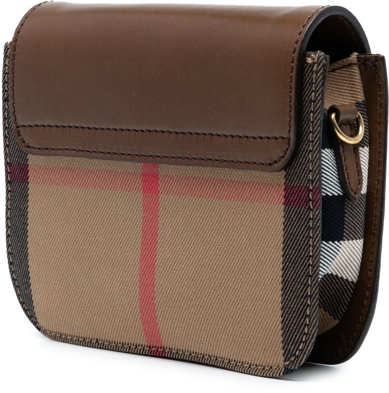 Burberry Leather and House Check Canvas Crossbody Bruin
