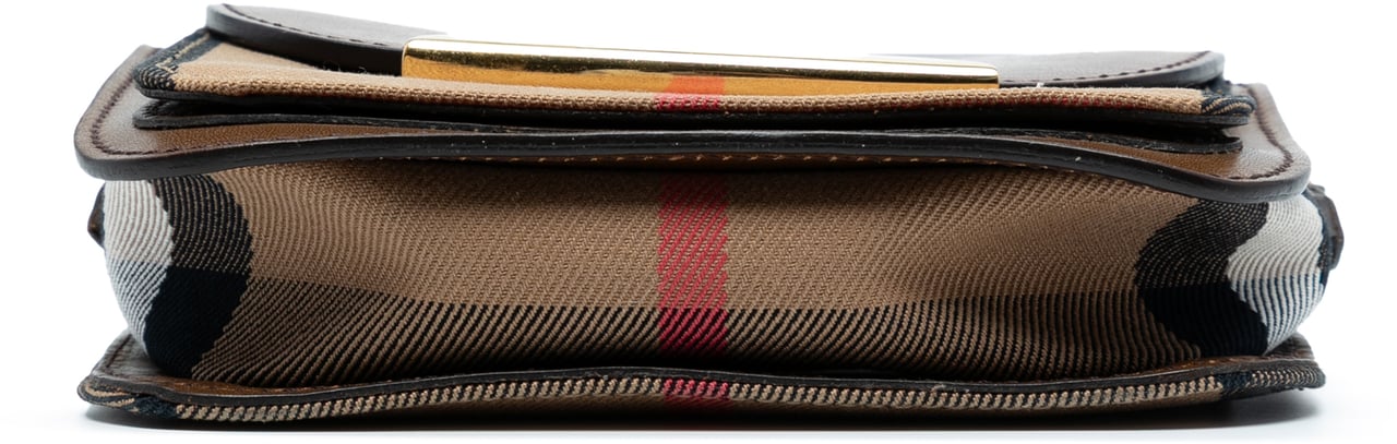 Burberry Leather and House Check Canvas Crossbody Bruin