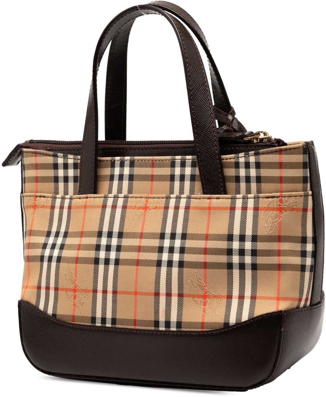 Burberry Haymarket Check Canvas Handbag Bruin