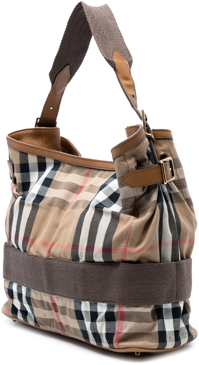 Burberry House Check Canvas Brecon Shoulder Bag Bruin