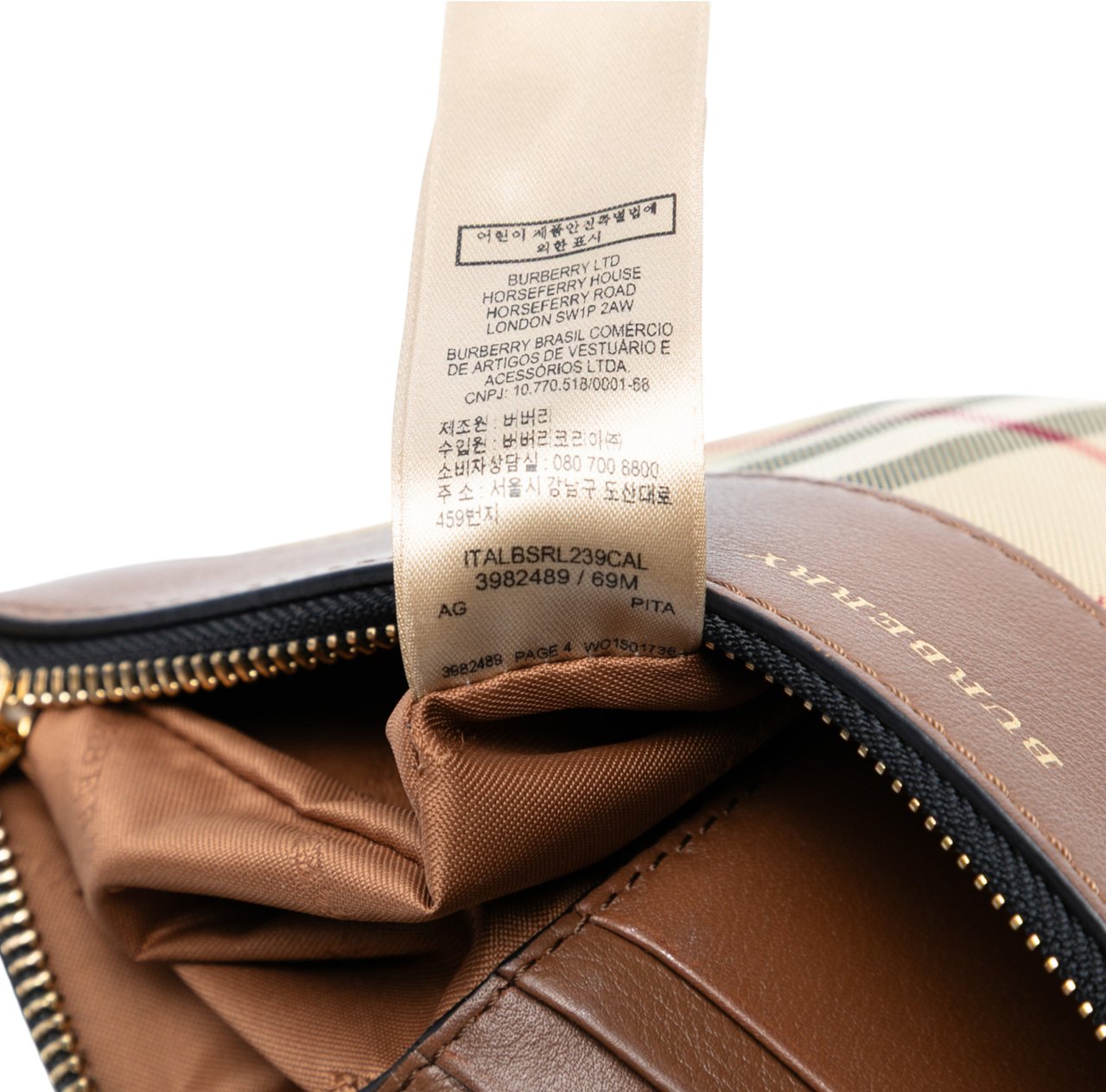 Burberry Haymarket Check Canvas Peyton Crossbody Bruin