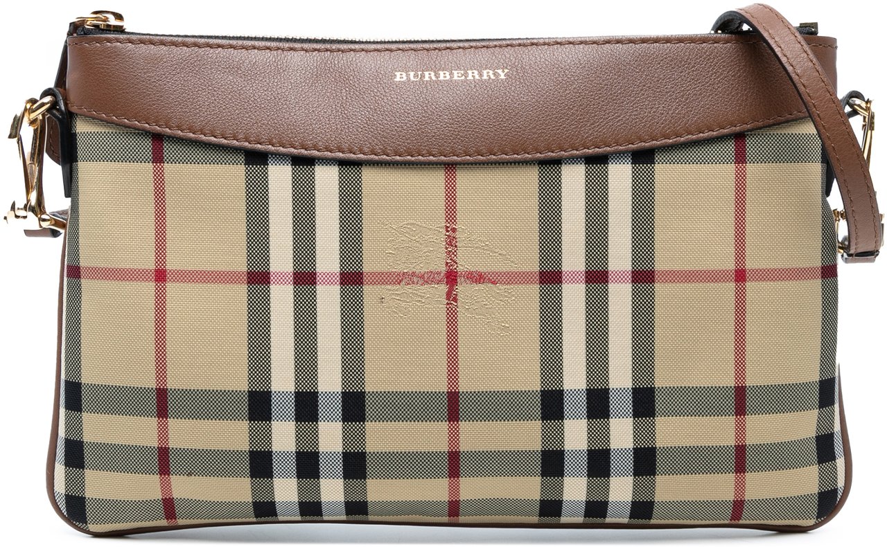 Burberry Haymarket Check Canvas Peyton Crossbody Bruin