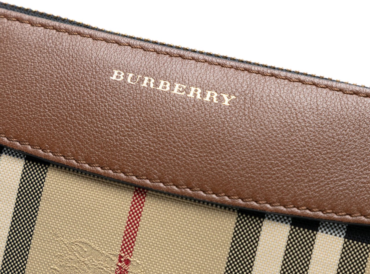Burberry Haymarket Check Canvas Peyton Crossbody Bruin