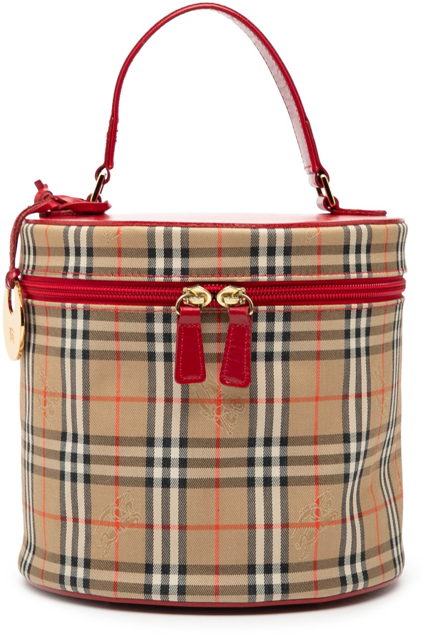 Burberry Haymarket Check Canvas Vanity Bag Bruin