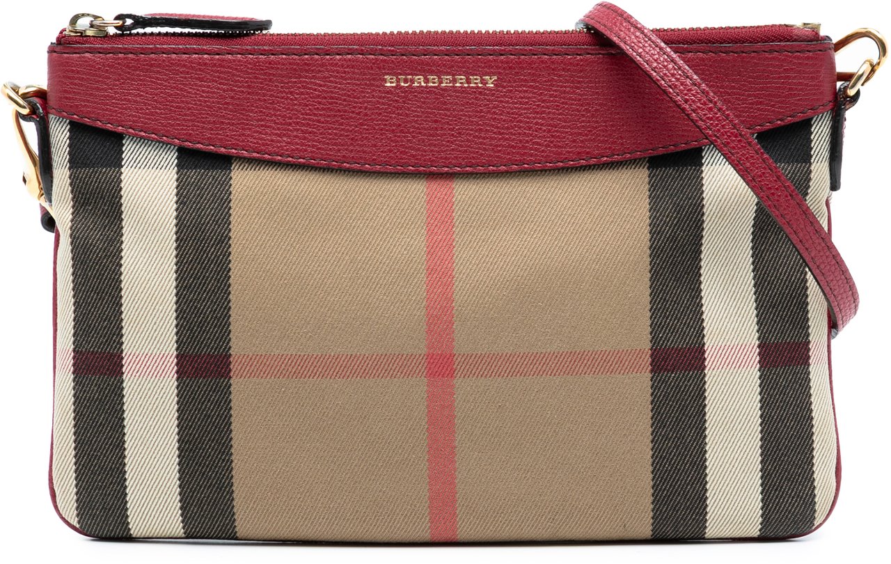 Burberry Mega Check Canvas Derby Peyton Crossbody Bruin