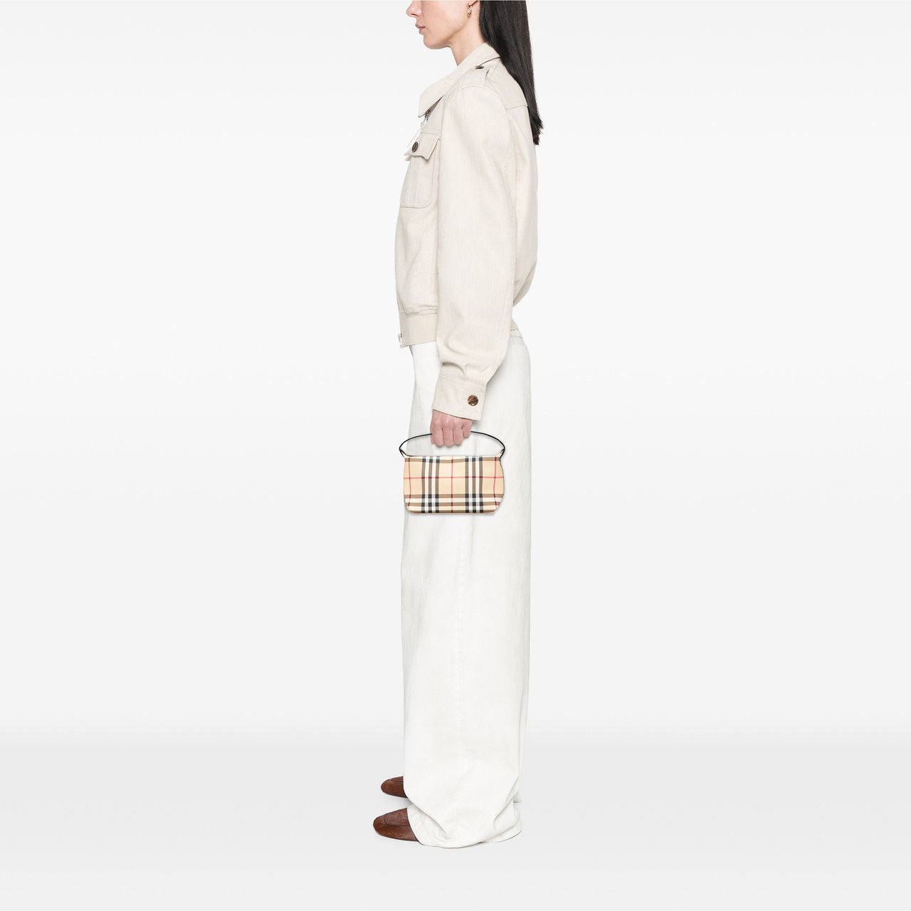 Burberry House Check Coated Canvas Handbag Bruin