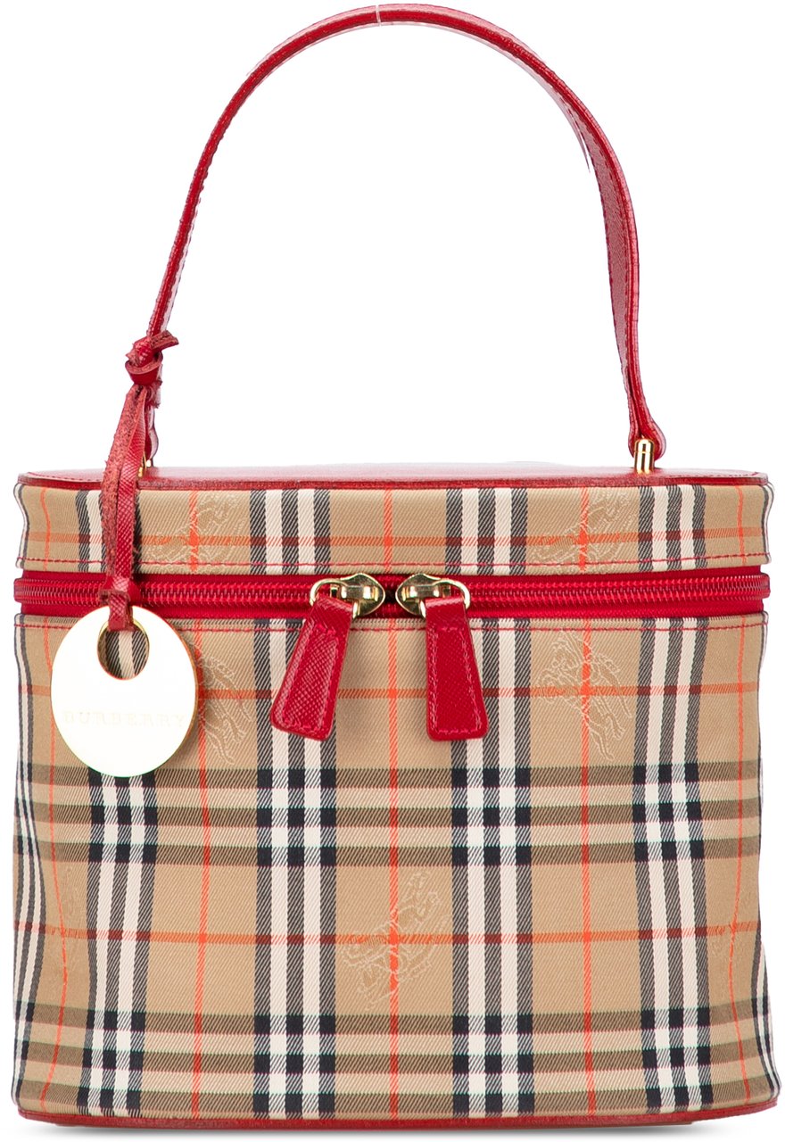 Burberry Haymarket Check Canvas Vanity Bag Bruin
