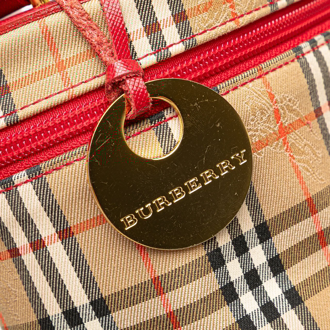 Burberry Haymarket Check Canvas Vanity Bag Bruin