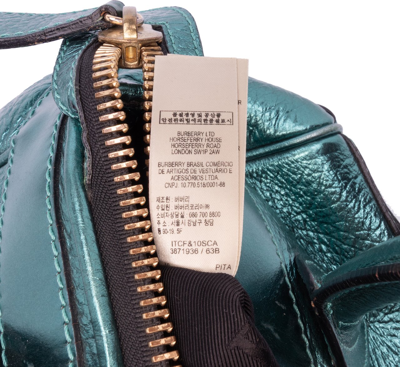 Burberry Metallic Calfskin Blaze Handbag Blauw