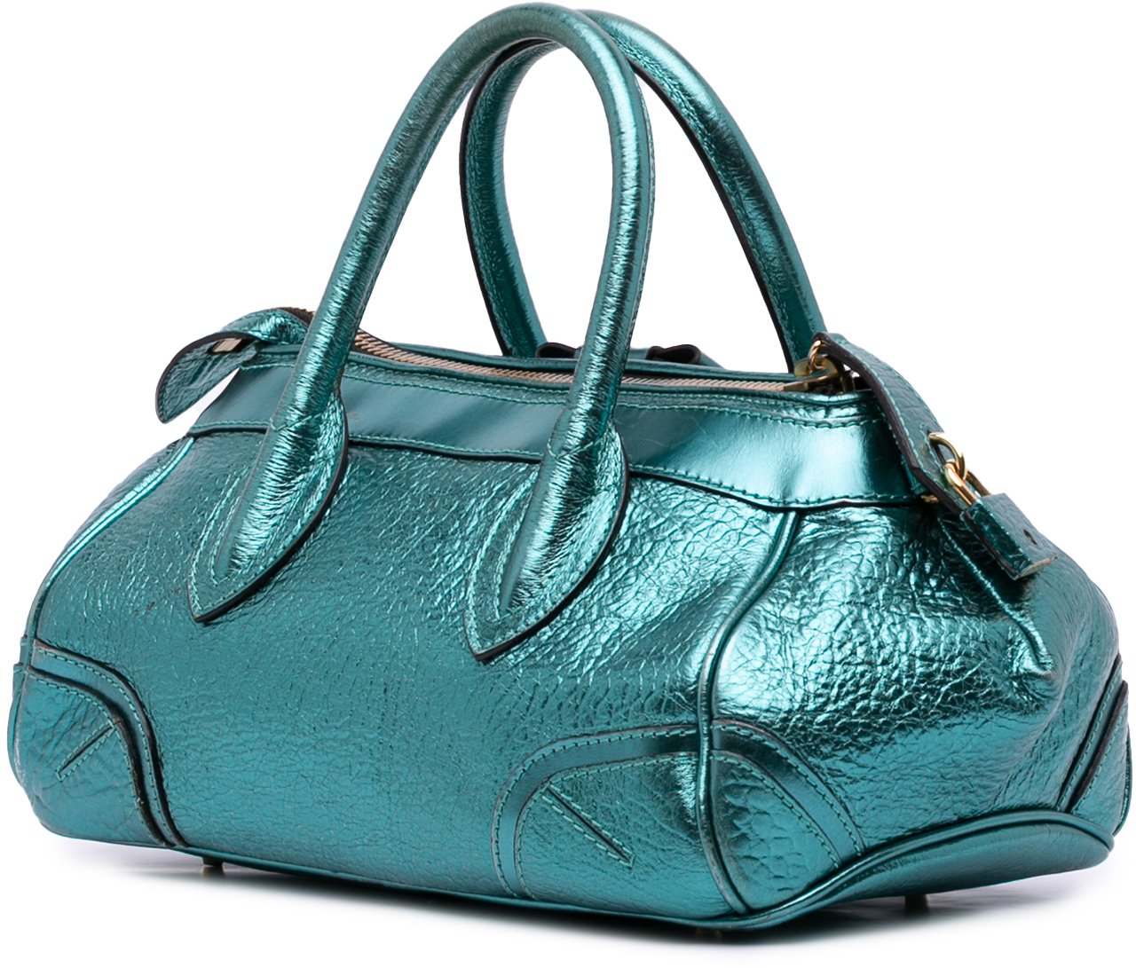 Burberry Metallic Calfskin Blaze Handbag Blauw