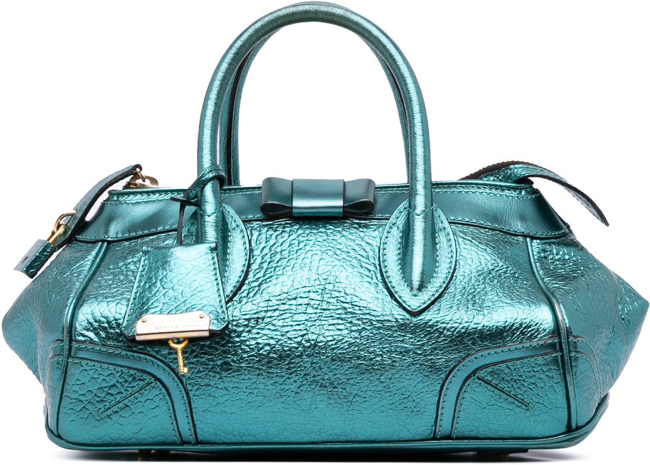 Burberry Metallic Calfskin Blaze Handbag Blauw