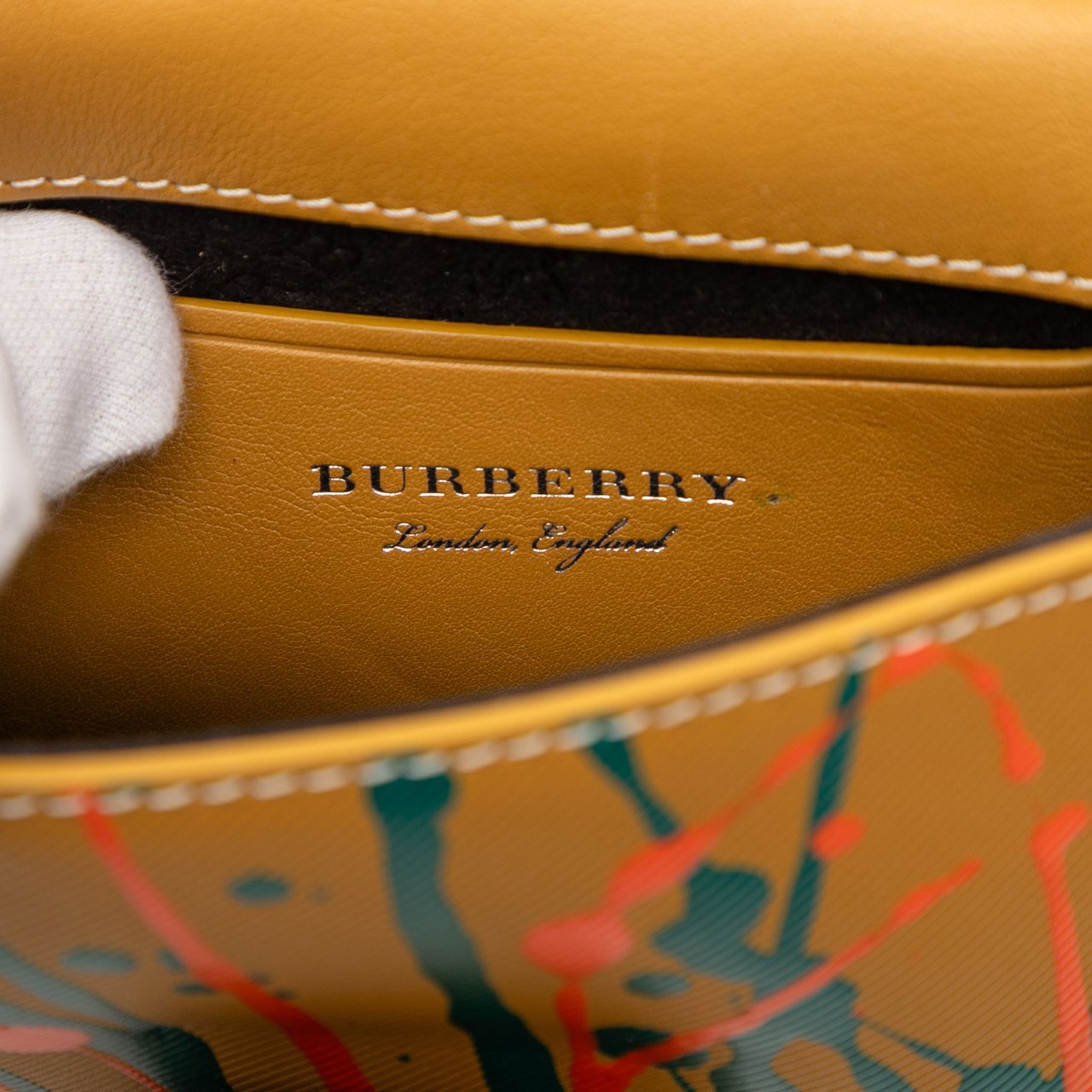 Burberry Mini Leather Splashed DK88 Top Handle Bag Bruin