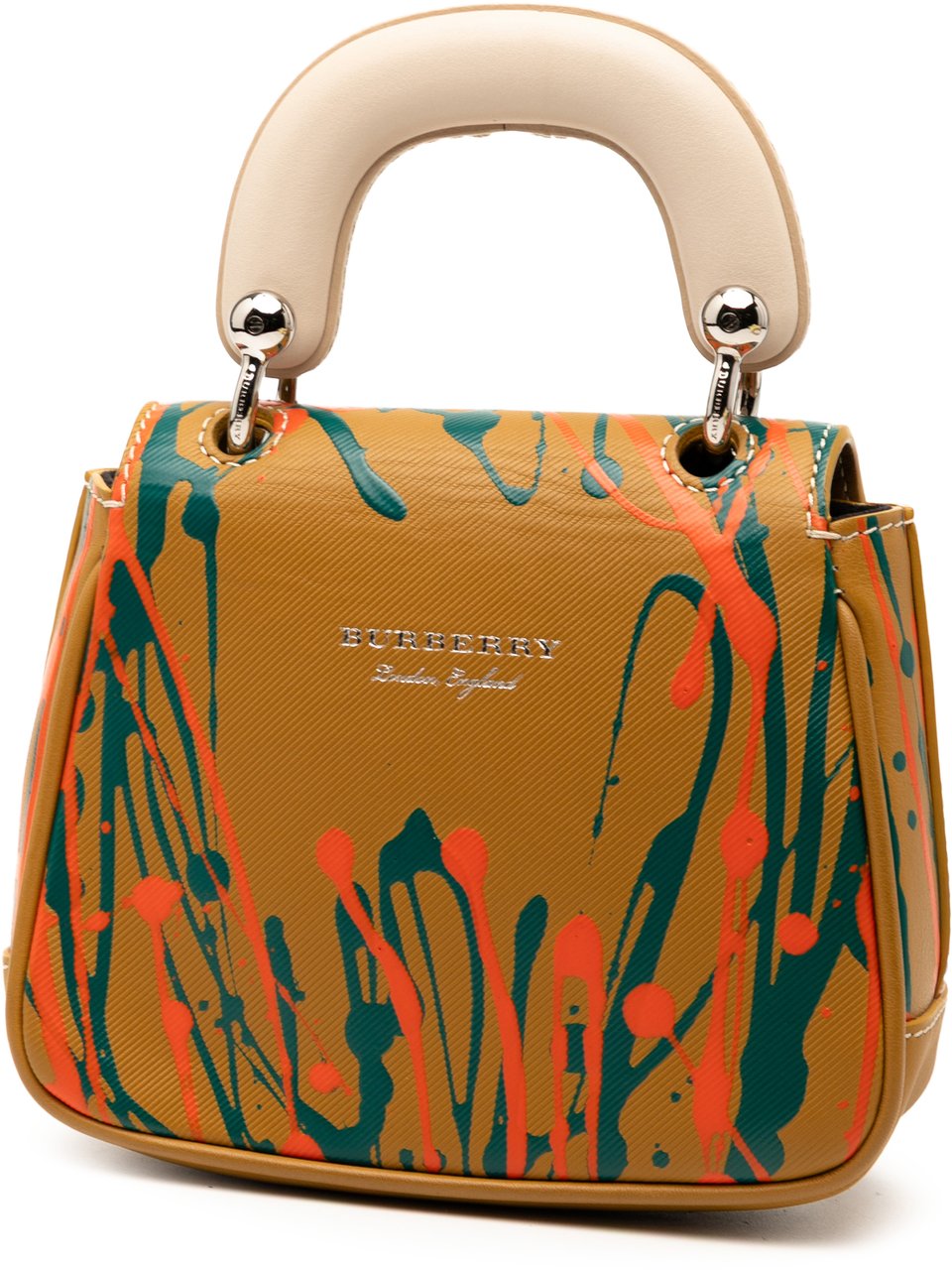 Burberry Mini Leather Splashed DK88 Top Handle Bag Bruin
