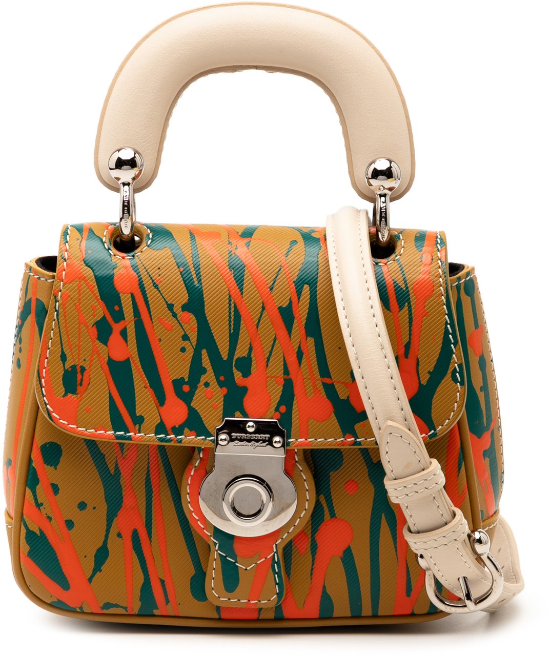 Burberry Mini Leather Splashed DK88 Top Handle Bag Bruin