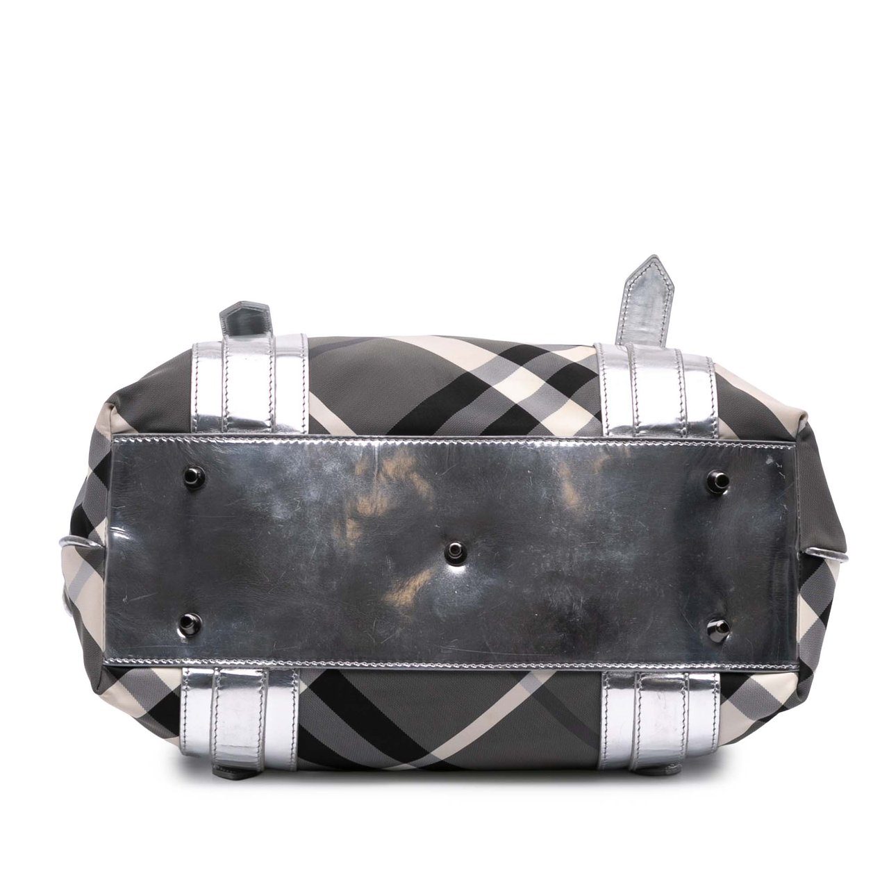 Burberry Medium Beat Check Nylon Victoria Tote Grijs