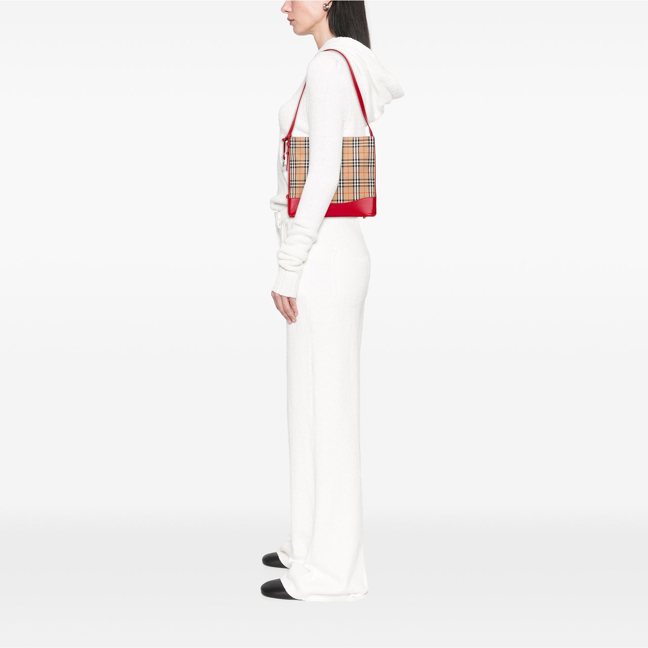 Burberry Haymarket Check Canvas Shoulder Bag Bruin