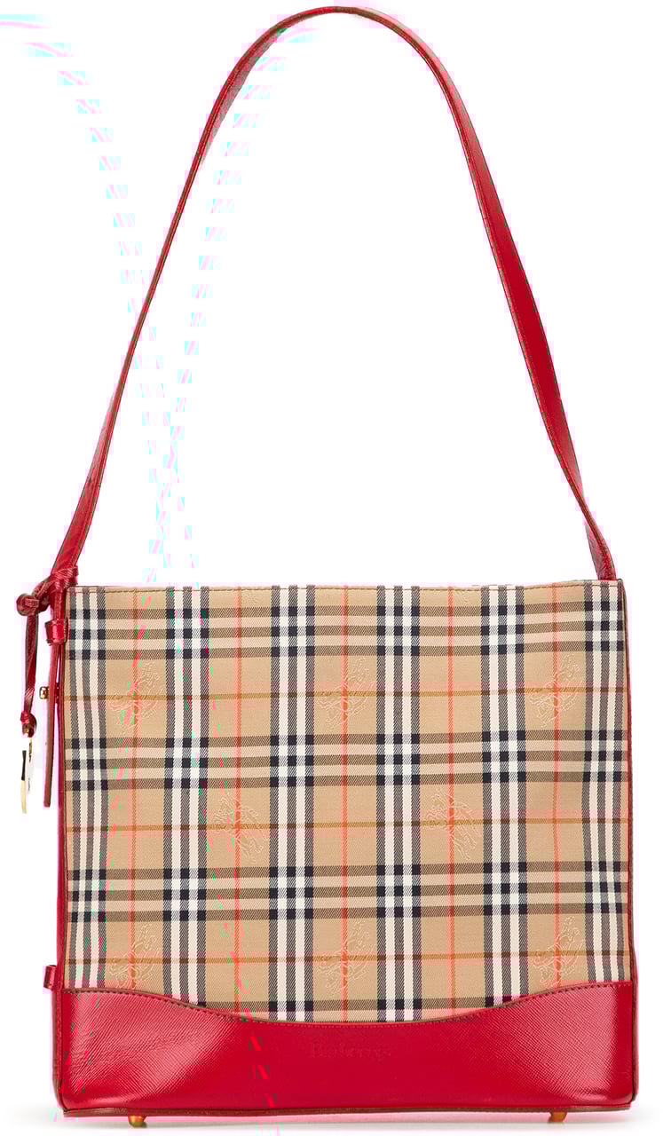 Burberry Haymarket Check Canvas Shoulder Bag Bruin