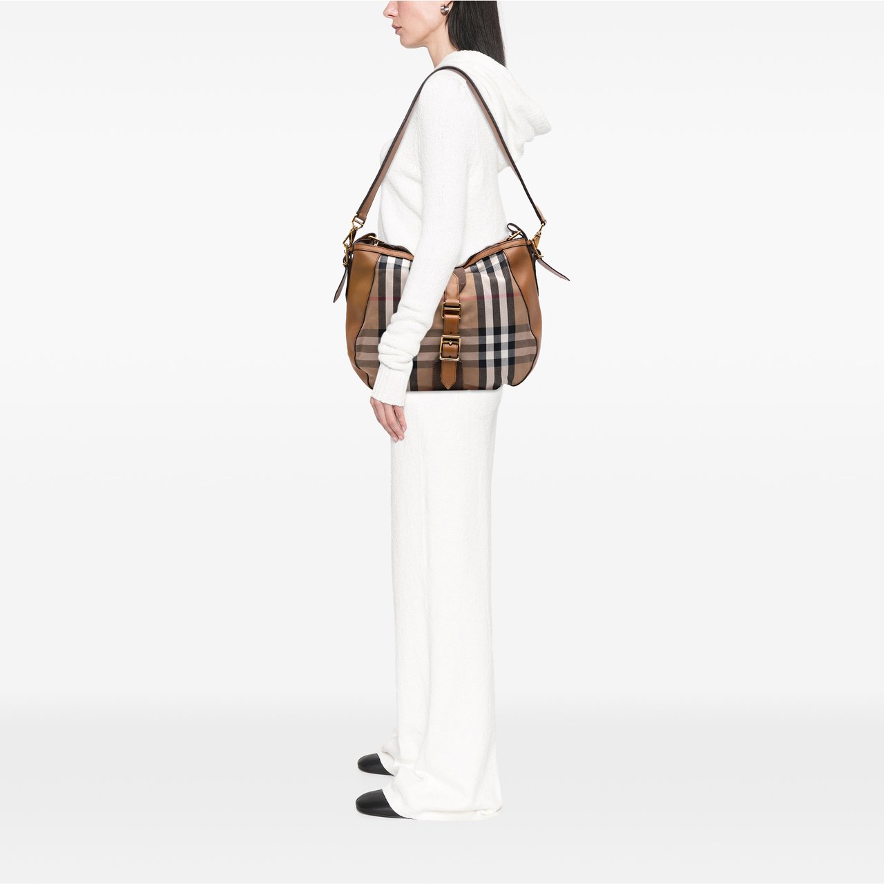 Burberry House Check Canvas Ashwood Hobo Bruin