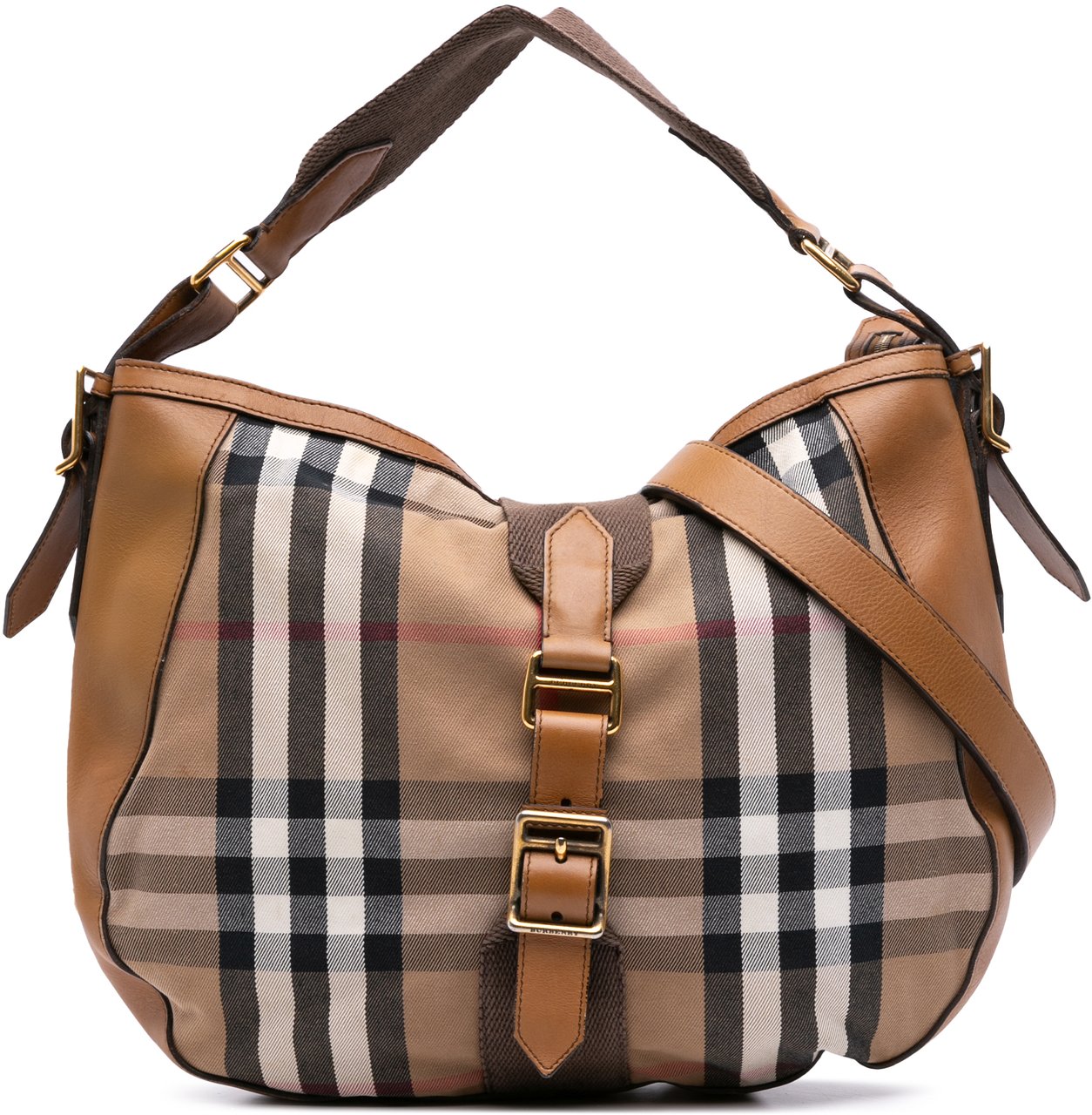 Burberry House Check Canvas Ashwood Hobo Bruin