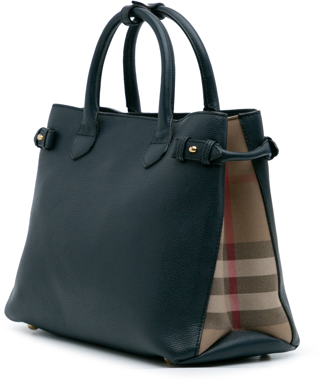Burberry Medium Leather and House Check Banner Satchel Blauw