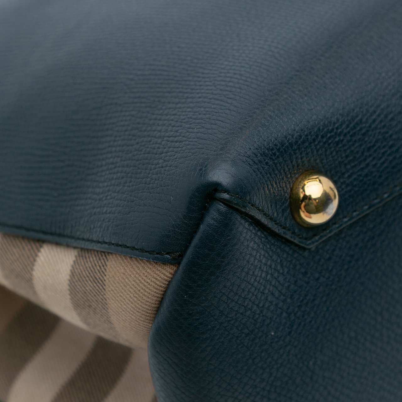 Burberry Medium Leather and House Check Banner Satchel Blauw