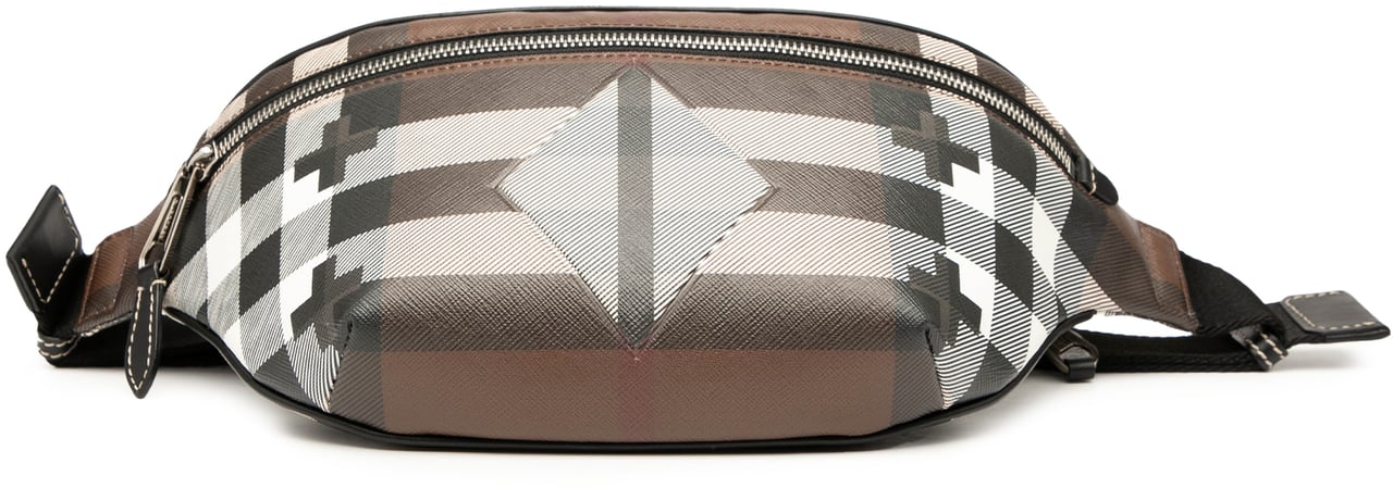 Burberry Geometric Check Coated Canvas Bum Bag Bruin